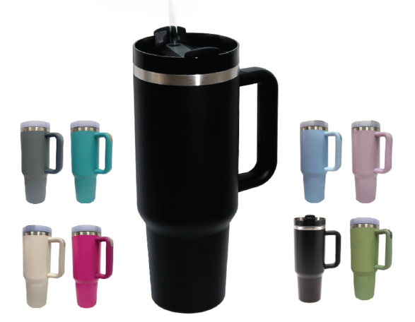 1.2L Double Walled Tumbler with a Reusable Straw