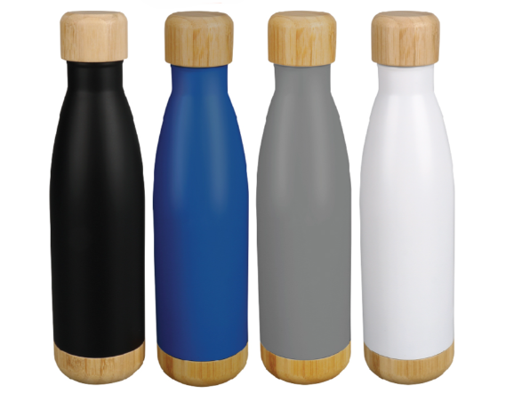 Vacuum Stainless Steel Bottle with Bamboo lid and Base