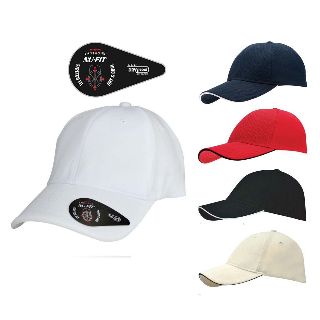 Santhome Nu-Fit® Performance Stretch-Fitted Cap – Navy Blue / White