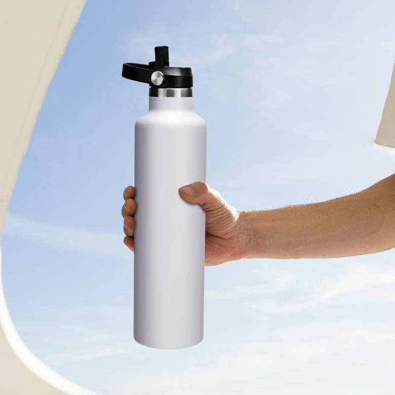 Hans Larsen Vacuum Stainless Steel Bottle with Sports Lid - 1L - White
