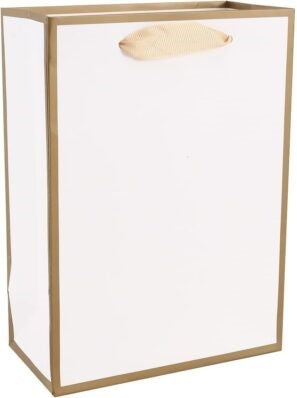 White with Gold Border Gift Paper Bag