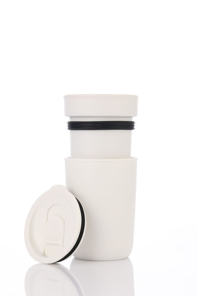 Hans Larsen Premium Ceramic Tumbler With Recycled Protective Sleeve - White