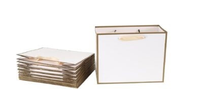 White with Gold Border Gift Paper Bag