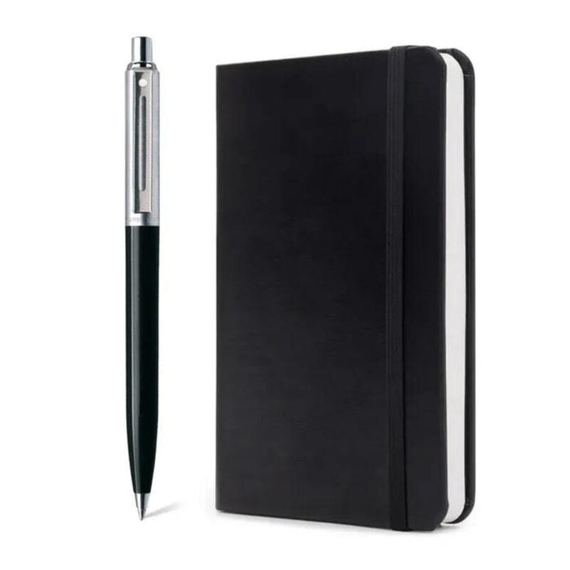 Glossy Black Ballpoint Pen and A5 Notebook