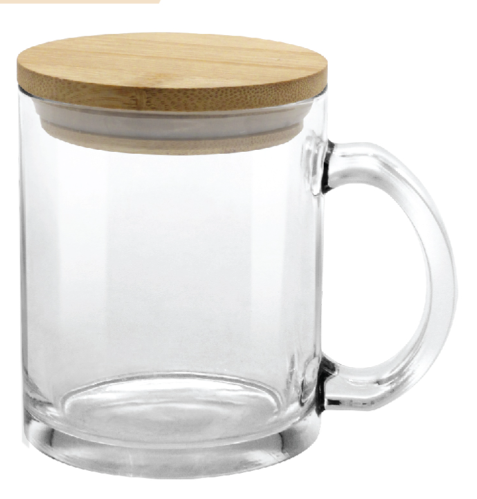 Glass Mugs with Bamboo Lid 11Oz