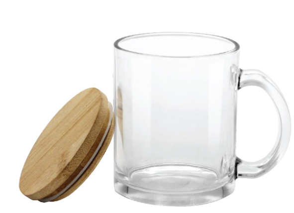 Glass Mugs with Bamboo Lid 11Oz