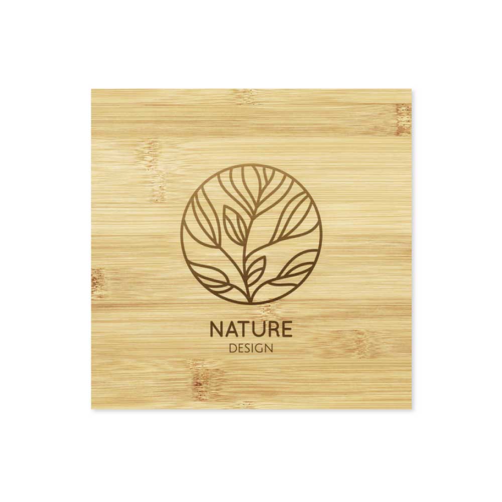 4-Piece Eco-Friendly Bamboo Coaster Set with Storage Case – Customizable (UV/Pad/Screen Printing, Laser Engraving) – 110x110x35mm
