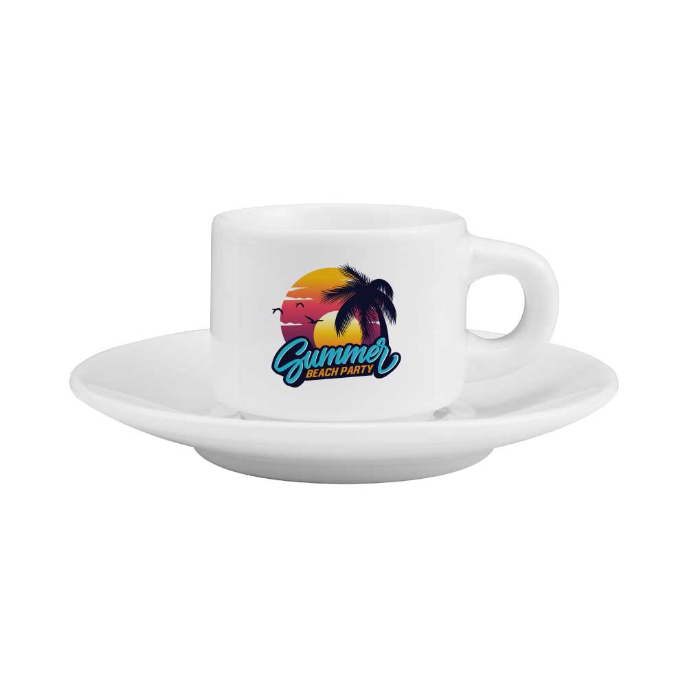 Sublimation White Ceramic Cup & Saucer 77ml Capacity