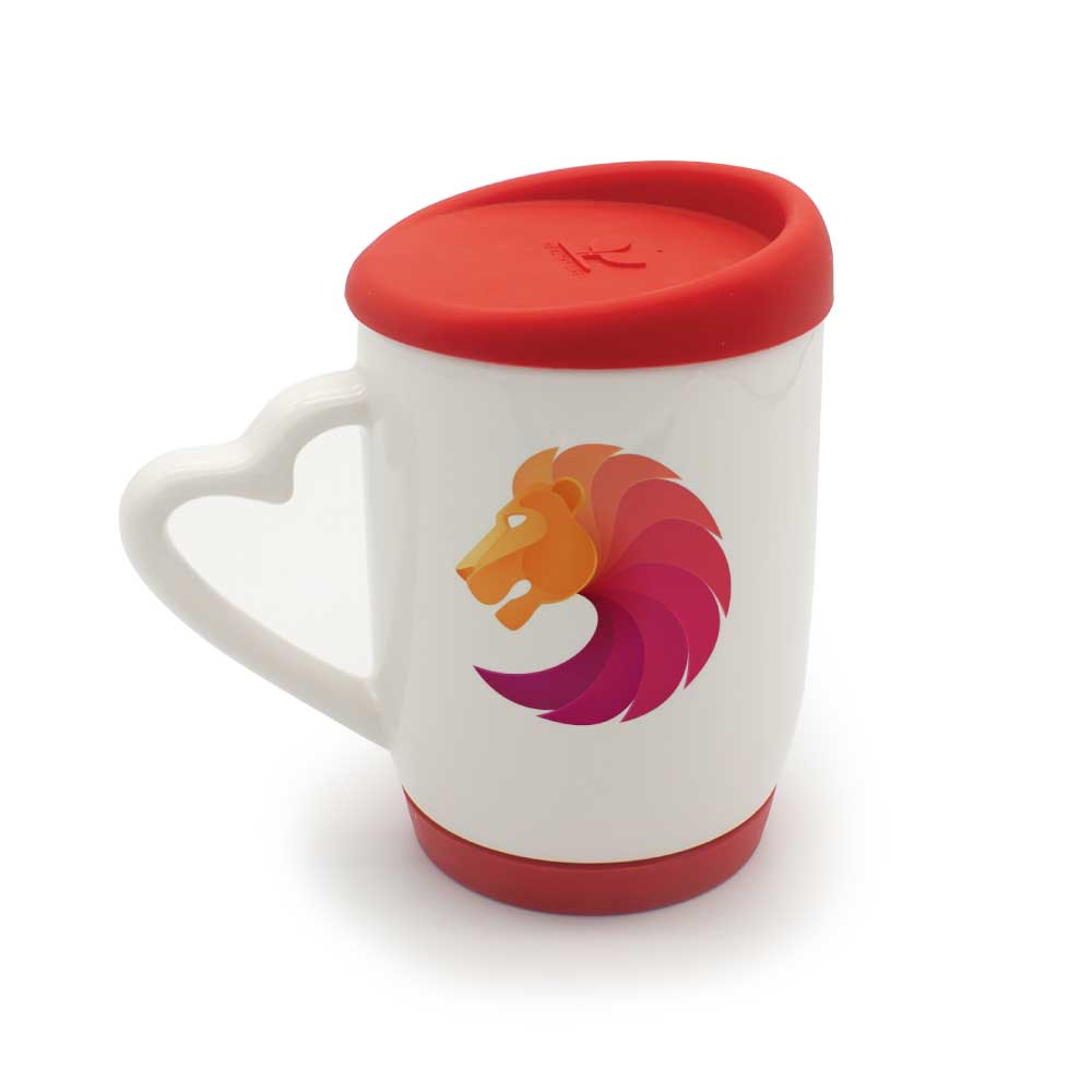 Custom White Ceramic Mugs with Silicone Cap & Base – Logo Printed Drinkware