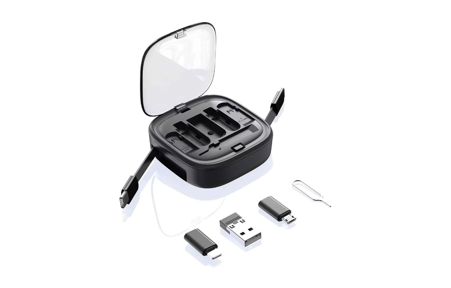 6-in-1 Retractable USB C Cable and Adapter Set - USB A