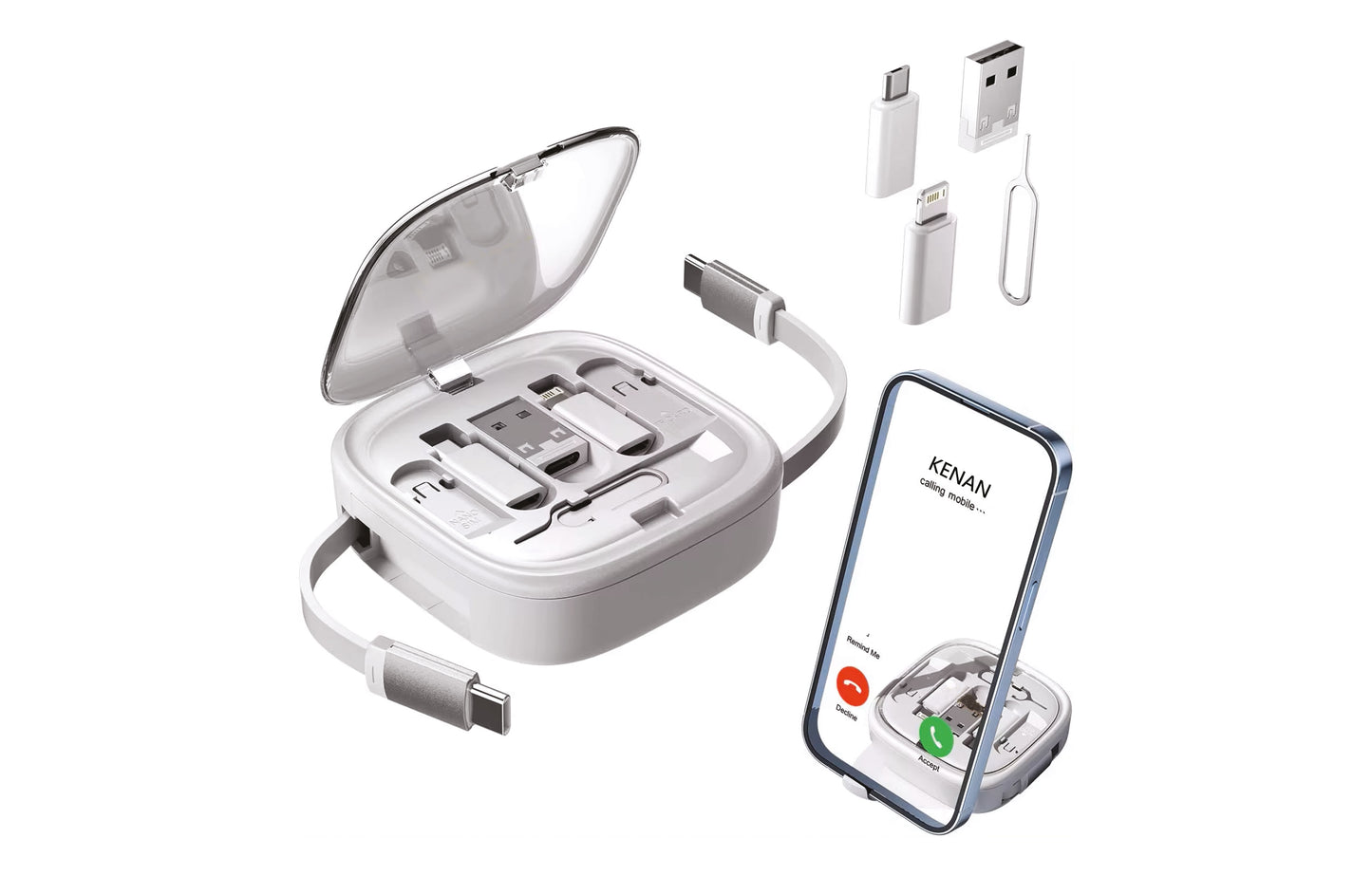 Multi USB Adapter Retractable Charging Cable Kit