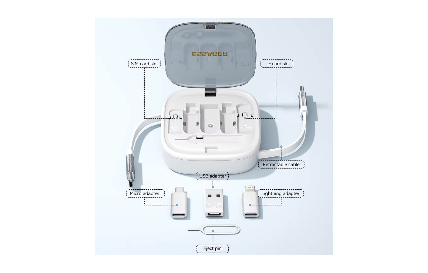 Multi USB Adapter Retractable Charging Cable Kit