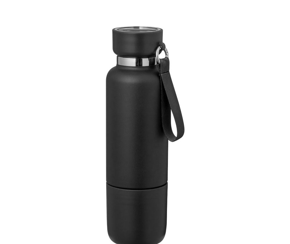 Multi-function SS Bottles, Double Wall, Base Cup, Lanyard, 500ml