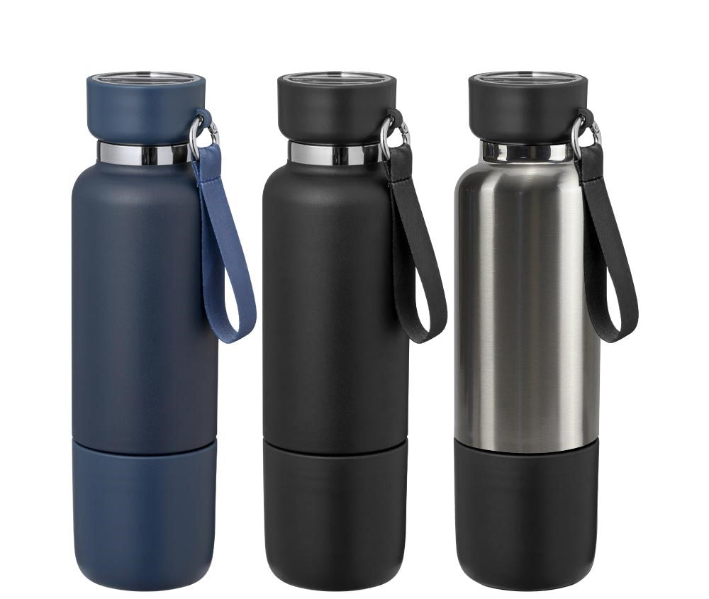 Multi-function SS Bottles, Double Wall, Base Cup, Lanyard, 500ml