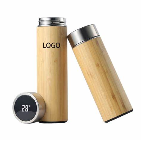 BAMBOO TEMPERATURE LED DISPLAY BOTTLE