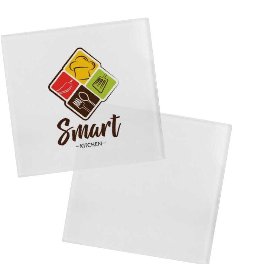 Custom Square Glass Tea Coasters – Set of 4 | Logo Printed Drinkware Accessories