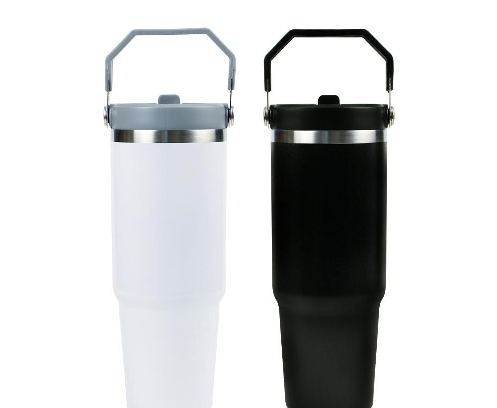 Tumbler with Handle & Straw SS Double Wall 900ml