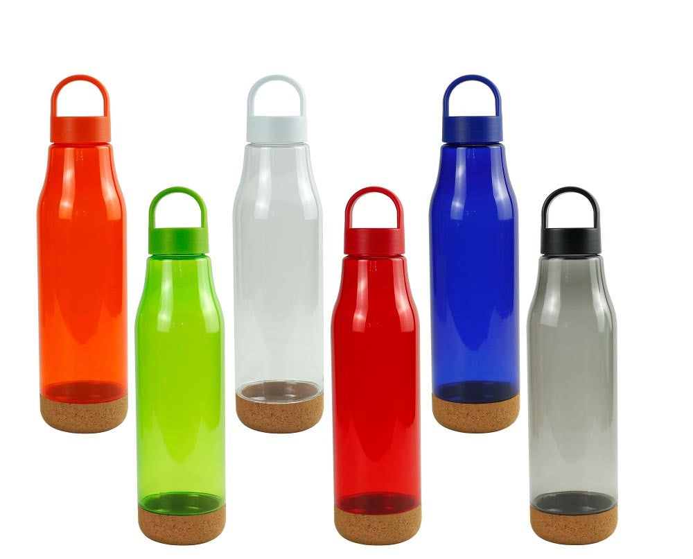 rPET Bottles with Cork Base, Twist-off Lid, Handle, 720ml
