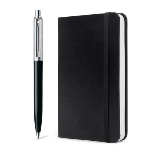 Glossy Black Ballpoint Pen and A5 Notebook