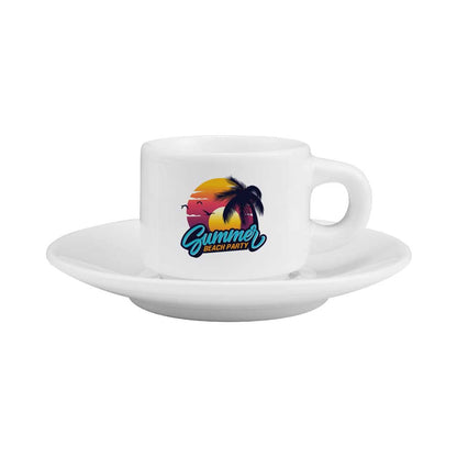 Sublimation White Ceramic Cup & Saucer 77ml Capacity