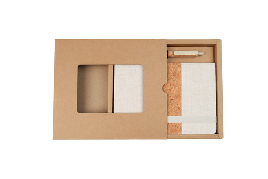 Cork+RPET Notebook and Bamboo Pen Set