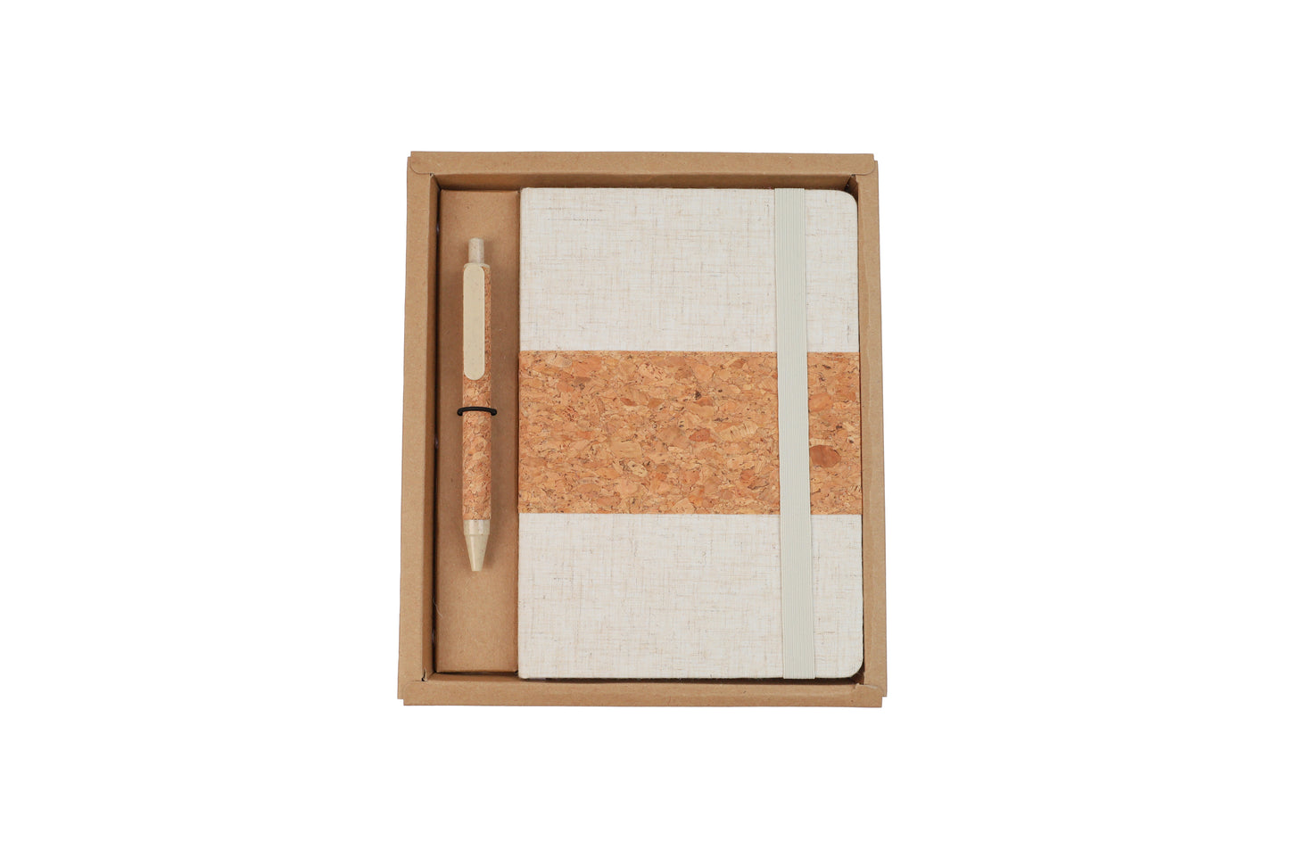 Cork+RPET Notebook and Bamboo Pen Set