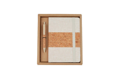 Cork+RPET Notebook and Bamboo Pen Set