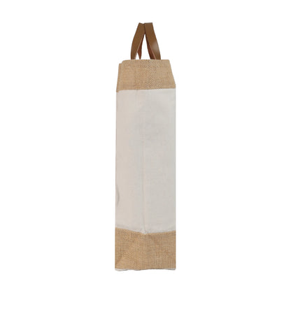 Jute and Juco Bag with Leather Handle