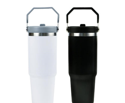 Tumbler with Handle & Straw SS Double Wall 900ml