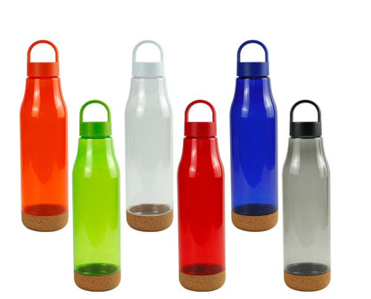 rPET Bottles with Cork Base, Twist-off Lid, Handle, 720ml